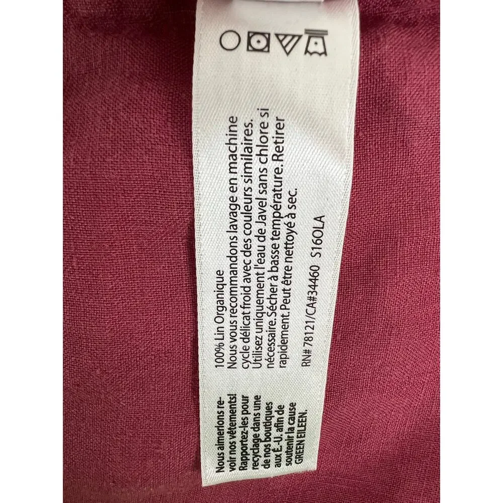 Eileen Fisher Red Scoop Neck Batwing Sleeve Women's Organic Linen Shift Dress L